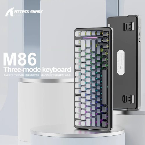 Купить Клавиатура Attack Shark M86 RGB Linear Blueberry Switch Wireless (AS-6972792470474-SB-UA) Black - цена в Харькове, Киеве, Днепре, Одессе
в интернет-магазине Telemart фото
