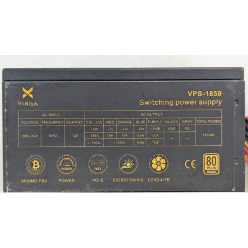 Купить Блок питания Vinga 1850W (VPS-1850 Mining edition) (Восстановлено продавцом, 773911) с проверкой совместимости: обзор, характеристики, цена в Киеве, Днепре, Одессе, Харькове, Украине | интернет-магазин TELEMART.UA фото
