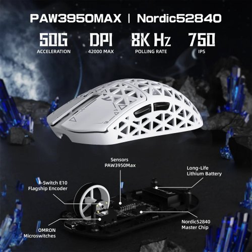 Купити Миша Attack Shark R5 Ultra Wireless (AS-6972792470573-W) White - ціна в Києві, Львові, Вінниці, Хмельницькому, Франківську, Україні | інтернет-магазин TELEMART.UA фото