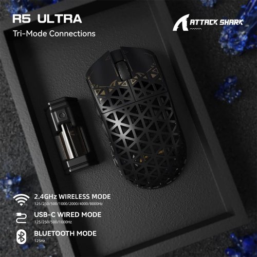 Купити Миша Attack Shark R5 Ultra Wireless (AS-6972792470573-B) Black - ціна в Києві, Львові, Вінниці, Хмельницькому, Франківську, Україні | інтернет-магазин TELEMART.UA фото