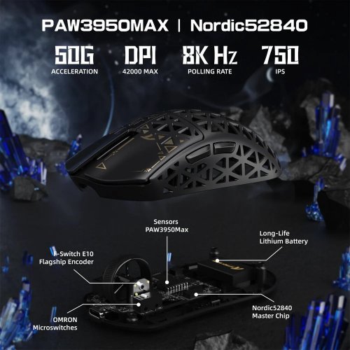 Купити Миша Attack Shark R5 Ultra Wireless (AS-6972792470573-B) Black - ціна в Києві, Львові, Вінниці, Хмельницькому, Франківську, Україні | інтернет-магазин TELEMART.UA фото