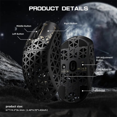 Купити Миша Attack Shark R5 Ultra Wireless (AS-6972792470573-B) Black - ціна в Києві, Львові, Вінниці, Хмельницькому, Франківську, Україні | інтернет-магазин TELEMART.UA фото