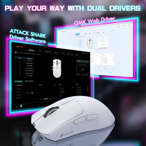 Мышка Attack Shark X1 Wireless (AS-6972792470528-W) White купить в Украине: Киев, Днепр, Харьков, Одесса  | Низкая цена, отзывы, характеристики от TELEMART фото