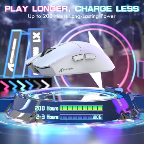 Мышка Attack Shark X1 Wireless (AS-6972792470528-W) White купить в Украине: Киев, Днепр, Харьков, Одесса  | Низкая цена, отзывы, характеристики от TELEMART фото