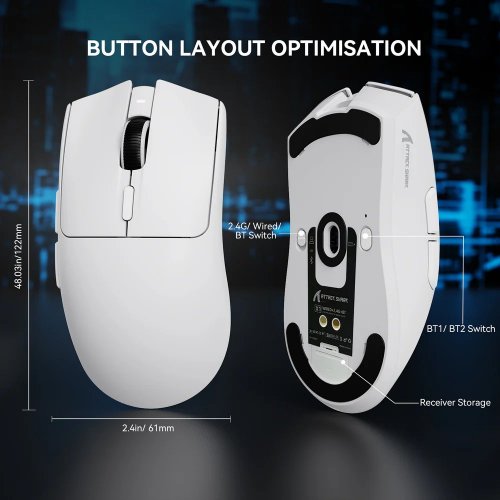 Купити Миша Attack Shark X1 Wireless (AS-6972792470528-W) White - ціна в Києві, Львові, Вінниці, Хмельницькому, Франківську, Україні | інтернет-магазин TELEMART.UA фото