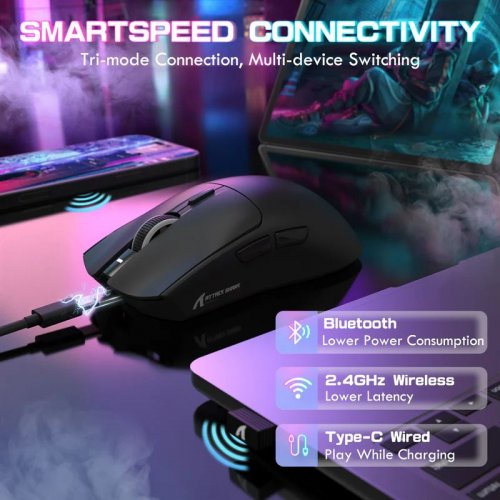 Мышка Attack Shark X1 Wireless (AS-6972792470528-B) Black купить в Украине: Киев, Днепр, Харьков, Одесса  | Низкая цена, отзывы, характеристики от TELEMART фото