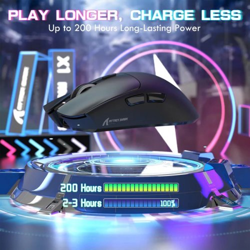 Мышка Attack Shark X1 Wireless (AS-6972792470528-B) Black купить в Украине: Киев, Днепр, Харьков, Одесса  | Низкая цена, отзывы, характеристики от TELEMART фото