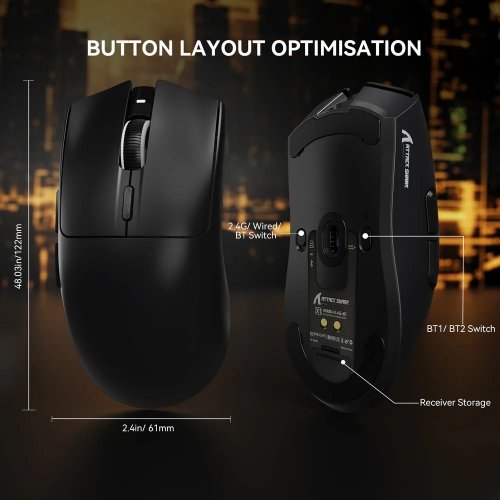 Купити Миша Attack Shark X1 Wireless (AS-6972792470528-B) Black - ціна в Києві, Львові, Вінниці, Хмельницькому, Франківську, Україні | інтернет-магазин TELEMART.UA фото