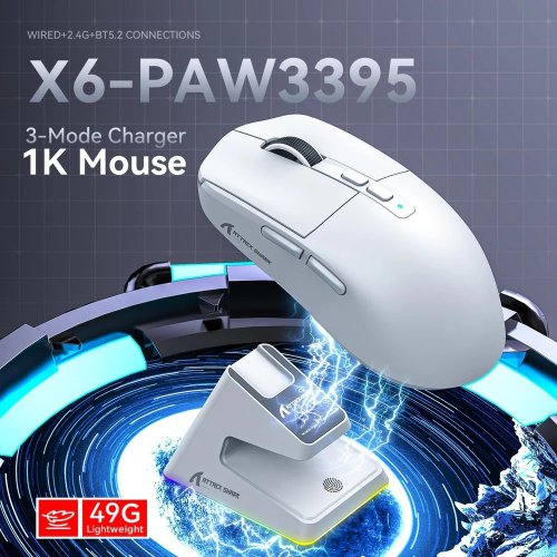 Купити Миша Attack Shark X6 Wireless (AS-6972792470177-B) Black - ціна в Києві, Львові, Вінниці, Хмельницькому, Франківську, Україні | інтернет-магазин TELEMART.UA фото