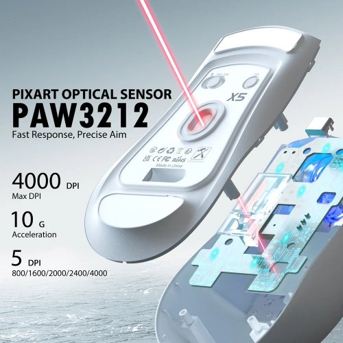 Купити Миша Attack Shark X5 Wireless (AS-6922456700225-W) White - ціна в Києві, Львові, Вінниці, Хмельницькому, Франківську, Україні | інтернет-магазин TELEMART.UA фото