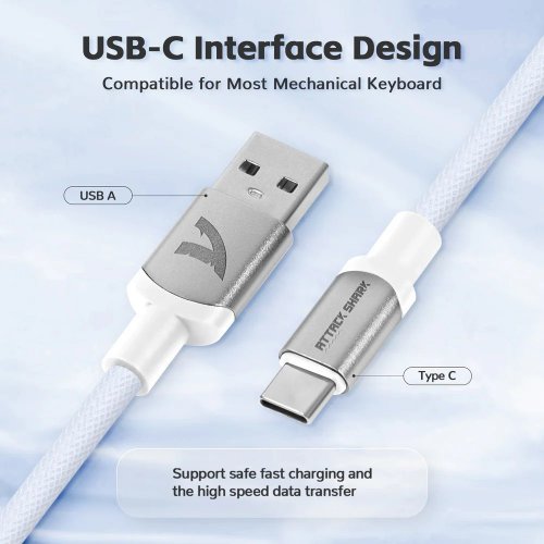 Купити Кабель для клавіатури Attack Shark C01 Pro (AS-C01PRO-R) Red - ціна в Києві, Львові, Вінниці, Хмельницькому, Франківську, Україні | інтернет-магазин TELEMART.UA фото