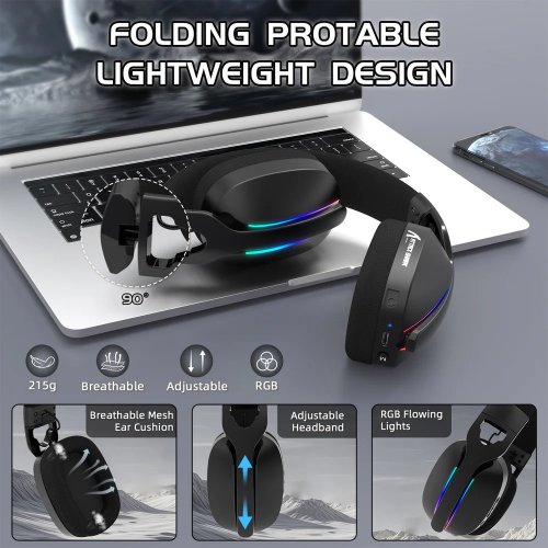 Купити Навушники Attack Shark L90 Wireless (AS-L90-B) Black - ціна в Києві, Львові, Вінниці, Хмельницькому, Франківську, Україні | інтернет-магазин TELEMART.UA фото