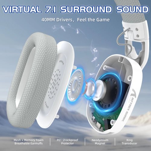 Купити Навушники Attack Shark L90 Wireless (AS-L90-W) White - ціна в Києві, Львові, Вінниці, Хмельницькому, Франківську, Україні | інтернет-магазин TELEMART.UA фото