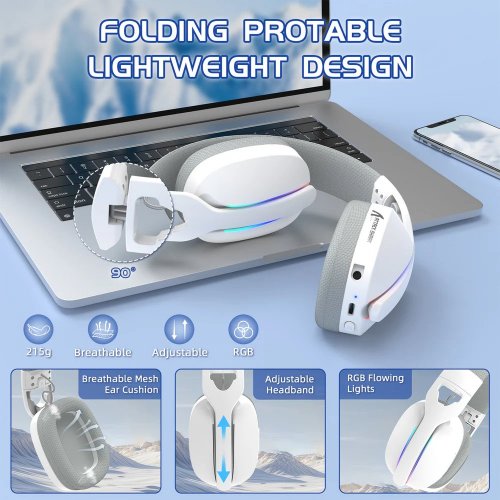 Купити Навушники Attack Shark L90 Wireless (AS-L90-W) White - ціна в Києві, Львові, Вінниці, Хмельницькому, Франківську, Україні | інтернет-магазин TELEMART.UA фото