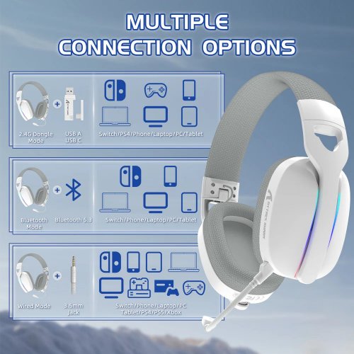 Купити Навушники Attack Shark L90 Wireless (AS-L90-W) White - ціна в Києві, Львові, Вінниці, Хмельницькому, Франківську, Україні | інтернет-магазин TELEMART.UA фото