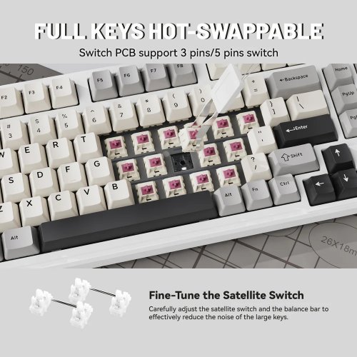 Купити Клавіатура Attack Shark X98 RGB Linear Strawberry Switch Wireless (AS-6972792470603-CW-UA) White - ціна в Києві, Львові, Вінниці, Хмельницькому, Франківську, Україні | інтернет-магазин TELEMART.UA фото