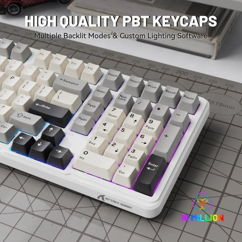 Купити Клавіатура Attack Shark X98 RGB Linear Strawberry Switch Wireless (AS-6972792470603-CW-UA) White - ціна в Києві, Львові, Вінниці, Хмельницькому, Франківську, Україні | інтернет-магазин TELEMART.UA фото