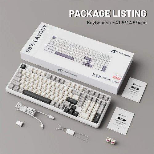 Купити Клавіатура Attack Shark X98 RGB Linear Strawberry Switch Wireless (AS-6972792470603-CW-UA) White - ціна в Києві, Львові, Вінниці, Хмельницькому, Франківську, Україні | інтернет-магазин TELEMART.UA фото