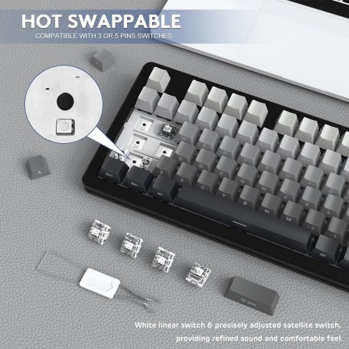 Купити Клавіатура Attack Shark M87 Pro V2 RGB Linear White Jade Switch Wireless (AS-6972792470467-MN) Gradient Black - ціна в Києві, Львові, Вінниці, Хмельницькому, Франківську, Україні | інтернет-магазин TELEMART.UA фото