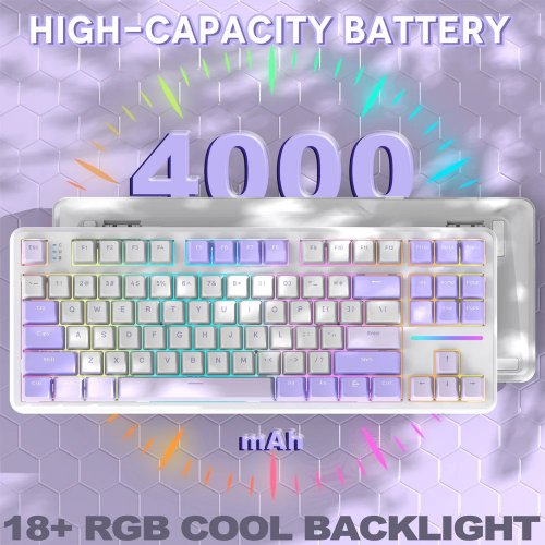 Купити Клавіатура Attack Shark X87 RGB Linear Strawberry Switch Wireless (AS-6972792470429-TW) Twilight Purple - ціна в Києві, Львові, Вінниці, Хмельницькому, Франківську, Україні | інтернет-магазин TELEMART.UA фото