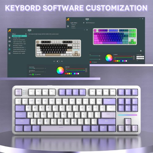 Купити Клавіатура Attack Shark X87 RGB Linear Strawberry Switch Wireless (AS-6972792470429-TW) Twilight Purple - ціна в Києві, Львові, Вінниці, Хмельницькому, Франківську, Україні | інтернет-магазин TELEMART.UA фото