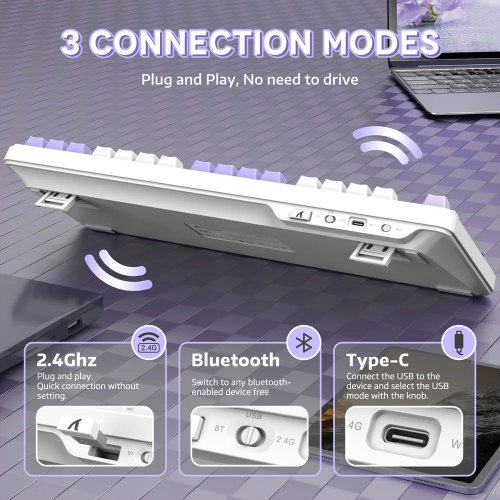 Купити Клавіатура Attack Shark X87 RGB Linear Strawberry Switch Wireless (AS-6972792470429-TW) Twilight Purple - ціна в Києві, Львові, Вінниці, Хмельницькому, Франківську, Україні | інтернет-магазин TELEMART.UA фото
