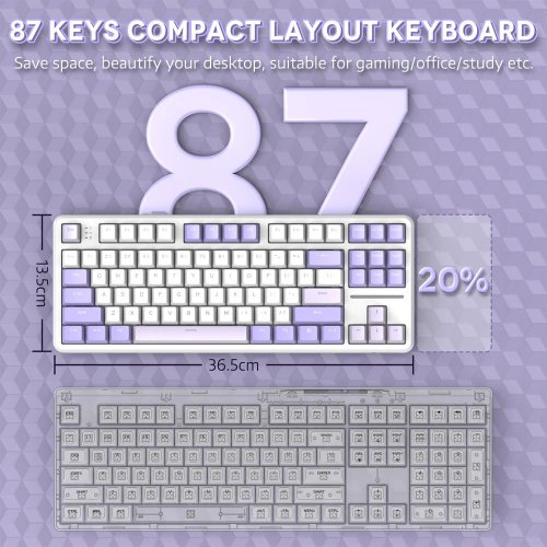 Купити Клавіатура Attack Shark X87 RGB Linear Strawberry Switch Wireless (AS-6972792470429-TW) Twilight Purple - ціна в Києві, Львові, Вінниці, Хмельницькому, Франківську, Україні | інтернет-магазин TELEMART.UA фото