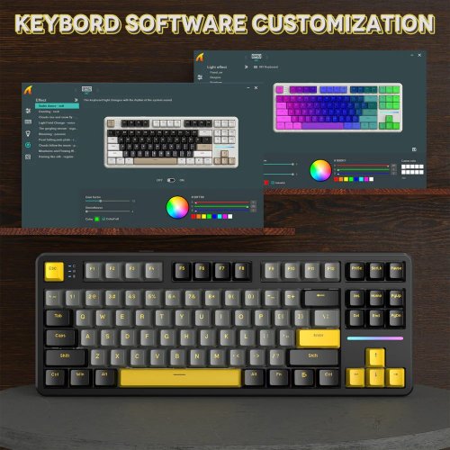 Купить Клавиатура Attack Shark X87 RGB Linear Strawberry Switch Wireless (AS-6972792470429-SB) Star Black - цена в Харькове, Киеве, Днепре, Одессе
в интернет-магазине Telemart фото