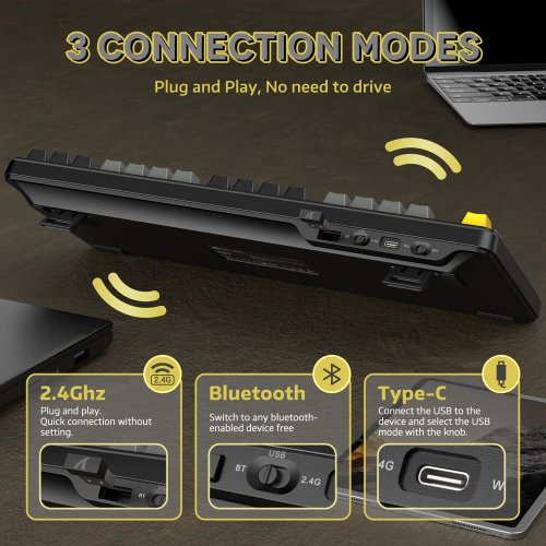 Купить Клавиатура Attack Shark X87 RGB Linear Strawberry Switch Wireless (AS-6972792470429-SB) Star Black - цена в Харькове, Киеве, Днепре, Одессе
в интернет-магазине Telemart фото