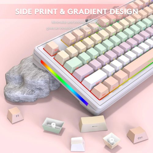 Купити Клавіатура Attack Shark M87 RGB Linear White Switch Wireless (AS-6972792470139-PG) Pink Gradien - ціна в Києві, Львові, Вінниці, Хмельницькому, Франківську, Україні | інтернет-магазин TELEMART.UA фото