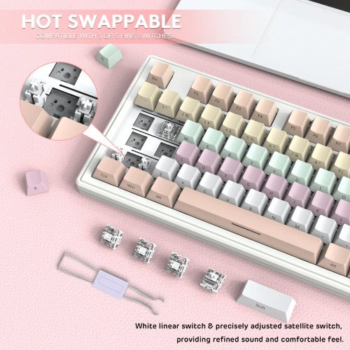 Купити Клавіатура Attack Shark M87 RGB Linear White Switch Wireless (AS-6972792470139-PG) Pink Gradien - ціна в Києві, Львові, Вінниці, Хмельницькому, Франківську, Україні | інтернет-магазин TELEMART.UA фото