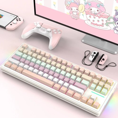 Купити Клавіатура Attack Shark M87 RGB Linear White Switch Wireless (AS-6972792470139-PG) Pink Gradien - ціна в Києві, Львові, Вінниці, Хмельницькому, Франківську, Україні | інтернет-магазин TELEMART.UA фото