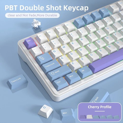 Клавиатура Attack Shark X85 RGB Linear White Jade Switch Wireless (AS-6972792470320-WP-UA) White/Purple купить в Украине: Киев, Днепр, Харьков, Одесса  | Низкая цена, отзывы, характеристики от TELEMART фото