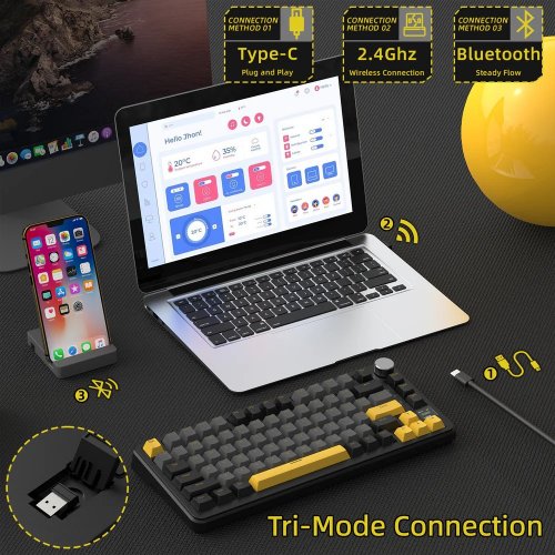 Купить Клавиатура Attack Shark X85 Pro RGB Linear Blueberry Switch Wireless (AS-6972792470368-SB-UA) Starry Black - цена в Харькове, Киеве, Днепре, Одессе
в интернет-магазине Telemart фото