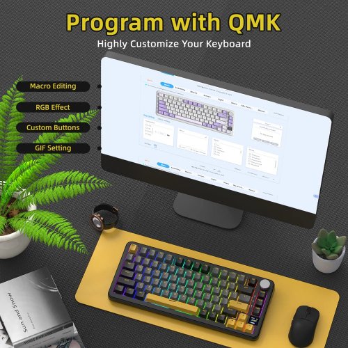 Купить Клавиатура Attack Shark X85 Pro RGB Linear Blueberry Switch Wireless (AS-6972792470368-SB-UA) Starry Black - цена в Харькове, Киеве, Днепре, Одессе
в интернет-магазине Telemart фото