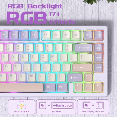 Купити Клавіатура Attack Shark X75 RGB Kailh MX Switch Wireless (AS-6972792470382-TP-UA) Twilight Purple - ціна в Києві, Львові, Вінниці, Хмельницькому, Франківську, Україні | інтернет-магазин TELEMART.UA фото
