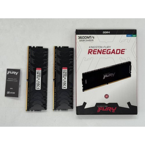 Озп Kingston DDR4 32GB (2x16GB) 3600Mhz FURY Renegade Black (KF436C16RB1K2/32) (Відновлено продавцем, 773974) купити з перевіркою сумісності: огляд, характеристики, ціна у Києві, Львові, Вінниці, Хмельницькому, Івано-Франківську, Україні | інтернет-магазин TELEMART.UA фото