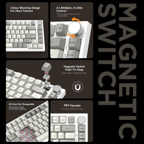 Купити Клавіатура Attack Shark K85 RGB Magnetic Switch (AS-6972792470290-B-UA) Blueberry - ціна в Києві, Львові, Вінниці, Хмельницькому, Франківську, Україні | інтернет-магазин TELEMART.UA фото