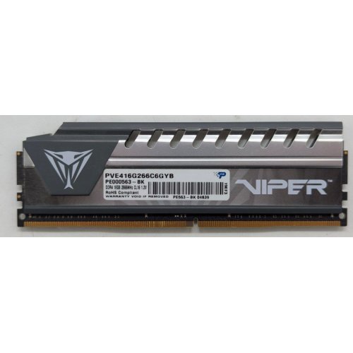 Озп Patriot DDR4 16GB 2666Mhz Viper Elite Grey (PVE416G266C6GY) (Відновлено продавцем, 774228) купити з перевіркою сумісності: огляд, характеристики, ціна у Києві, Львові, Вінниці, Хмельницькому, Івано-Франківську, Україні | інтернет-магазин TELEMART.UA фото