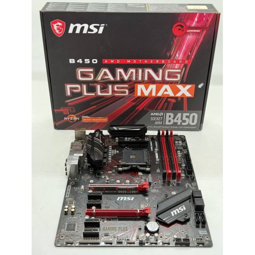 Материнська плата MSI B450 GAMING PLUS MAX (sAM4, AMD B450) (Відновлено продавцем, 774331) купити з перевіркою сумісності: огляд, характеристики, ціна у Києві, Львові, Вінниці, Хмельницькому, Івано-Франківську, Україні | інтернет-магазин TELEMART.UA фото