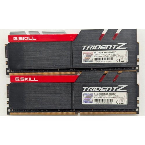 Купить Озу G.Skill DDR4 32GB (2x16GB) 3000Mhz Trident Z (F4-3000C14D-32GTZ) (Восстановлено продавцом, 774338) с проверкой совместимости: обзор, характеристики, цена в Киеве, Днепре, Одессе, Харькове, Украине | интернет-магазин TELEMART.UA фото