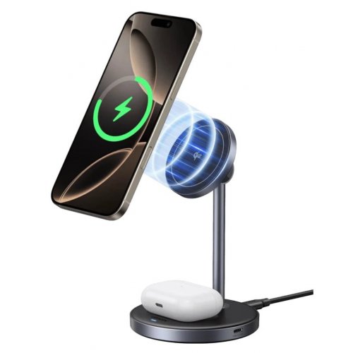 Купити Бездротовий зарядний пристрій Ugreen W710 2 in 1 Wireless 15W (45382) Black - ціна в Києві, Львові, Вінниці, Хмельницькому, Франківську, Україні | інтернет-магазин TELEMART.UA фото
