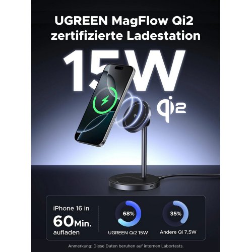 Купити Бездротовий зарядний пристрій Ugreen W710 2 in 1 Wireless 15W (45382) Black - ціна в Києві, Львові, Вінниці, Хмельницькому, Франківську, Україні | інтернет-магазин TELEMART.UA фото