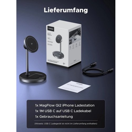 Купити Бездротовий зарядний пристрій Ugreen W710 2 in 1 Wireless 15W (45382) Black - ціна в Києві, Львові, Вінниці, Хмельницькому, Франківську, Україні | інтернет-магазин TELEMART.UA фото