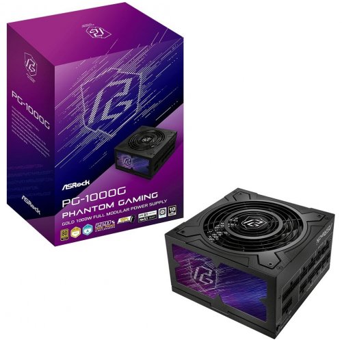 Блок живлення AsRock Phantom Gaming 1000W (PG-1000G) Black купити з перевіркою сумісності: огляд, характеристики, ціна у Києві, Львові, Вінниці, Хмельницькому, Івано-Франківську, Україні | інтернет-магазин TELEMART.UA фото