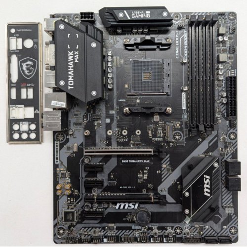 Материнська плата MSI B450 TOMAHAWK MAX (sAM4, AMD B450) (Відновлено продавцем, 774410) купити з перевіркою сумісності: огляд, характеристики, ціна у Києві, Львові, Вінниці, Хмельницькому, Івано-Франківську, Україні | інтернет-магазин TELEMART.UA фото