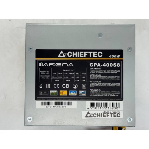 Купить Блок питания CHIEFTEC i-ARENA 400W (GPA-400S8) OEM (Восстановлено продавцом, 774819) с проверкой совместимости: обзор, характеристики, цена в Киеве, Днепре, Одессе, Харькове, Украине | интернет-магазин TELEMART.UA фото