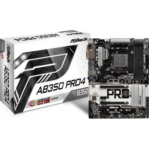 Купить Материнская плата AsRock AB350 Pro4 (sAM4, AMD B350) (Восстановлено продавцом, 774904) с проверкой совместимости: обзор, характеристики, цена в Киеве, Днепре, Одессе, Харькове, Украине | интернет-магазин TELEMART.UA фото