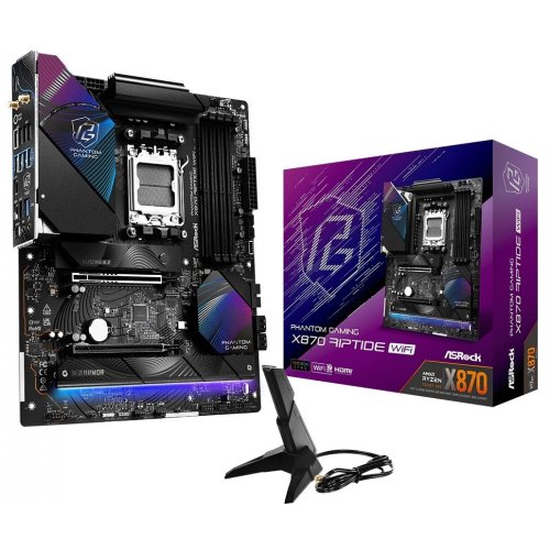 Купить Материнская плата AsRock X870 Riptide WiFi (sAM5, AMD X870) (Состояние нового, 775051) с проверкой совместимости: обзор, характеристики, цена в Киеве, Днепре, Одессе, Харькове, Украине | интернет-магазин TELEMART.UA фото