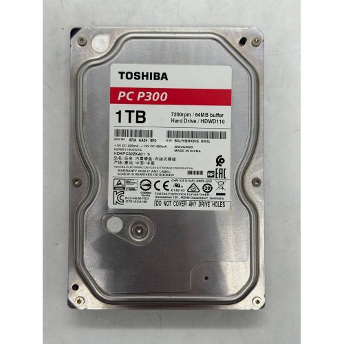Купить Жесткий диск Toshiba P300 1TB 64MB 7200RPM 3.5" (HDWD110UZSVA) (Восстановлено продавцом, 775128) с проверкой совместимости: обзор, характеристики, цена в Киеве, Днепре, Одессе, Харькове, Украине | интернет-магазин TELEMART.UA фото